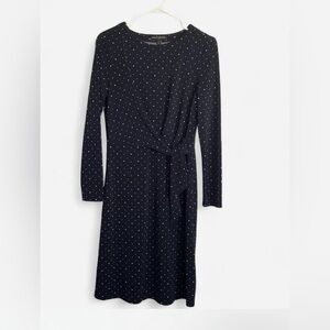 Banana Republic Black Long Sleeve Dress with White Dots